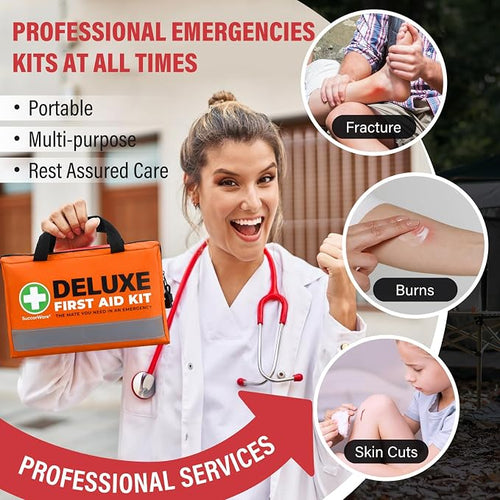 380 Pieces Deluxe First Aid Kit Compact Trauma Medical Kits - Image 2