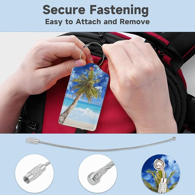 Beach Sea Luggage Tags for Suitcases, 2 Pack Coconut Palm Tree Luggage Tag - Image 3