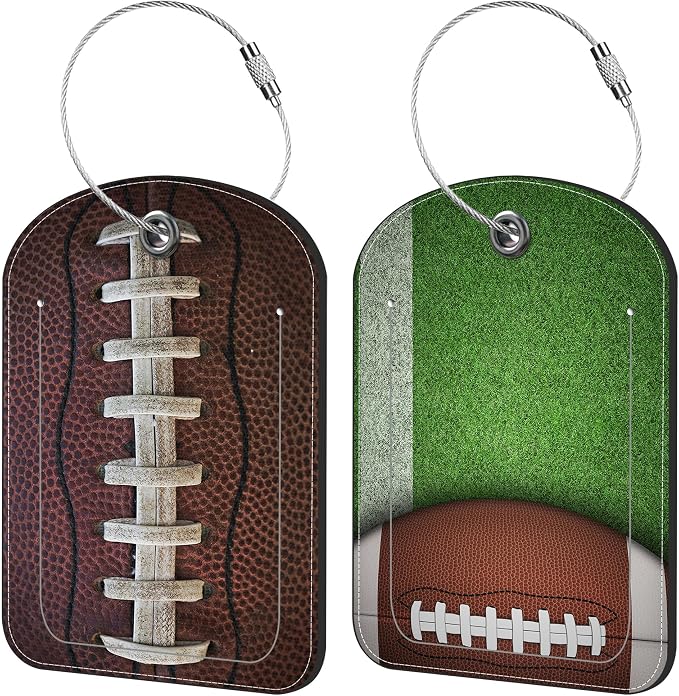 American Football Luggage Tag for Suitcase Set of 2 PU Leather Cute Luggage Tags by iapodiad
