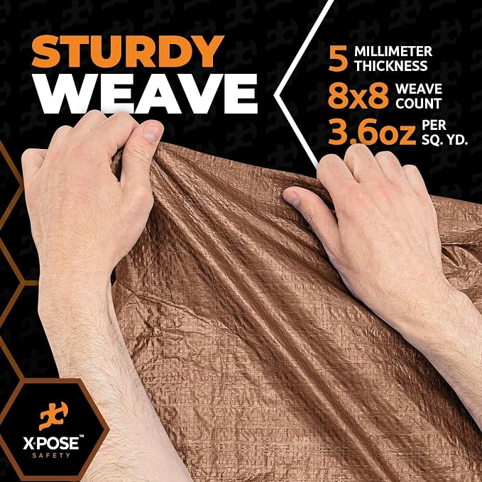 Multipurpose Protective Cover Brown Poly Tarp 8' x 10' - Image 5