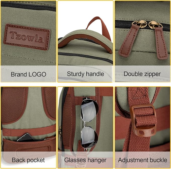 Tzowla Canvas Laptop Backpack, Bag - Image 5