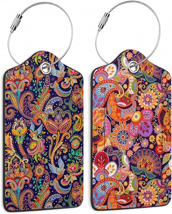 Boho Colorful Paisley 2 Pack Luggage Tag by DEMACYA