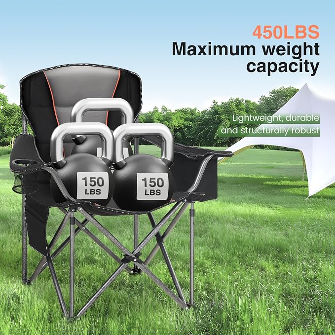 HIGH POINT SPORTS Oversized Camping Folding Chair, Heavy Duty Portable Lawn - Image 6