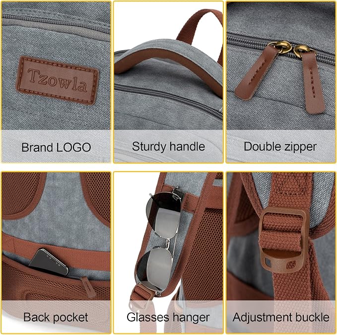 Tzowla Canvas Laptop Backpack, Bag - Image 4