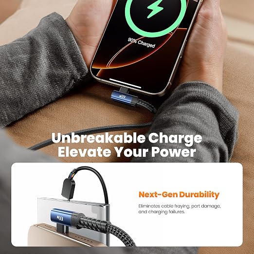 USB C Cable 100W Right Angle Fast Charging Cord, Nylon Braided USB 2.0 Cable - Image 5