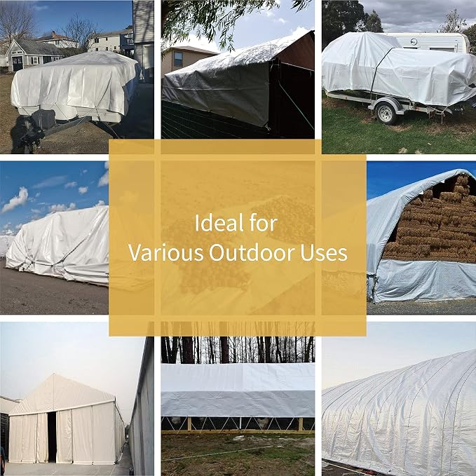 GUARD SHIELD Tarp White 12x16 Feet Multi Purpose Waterproof Poly Tarp Cover 5mil - Image 6
