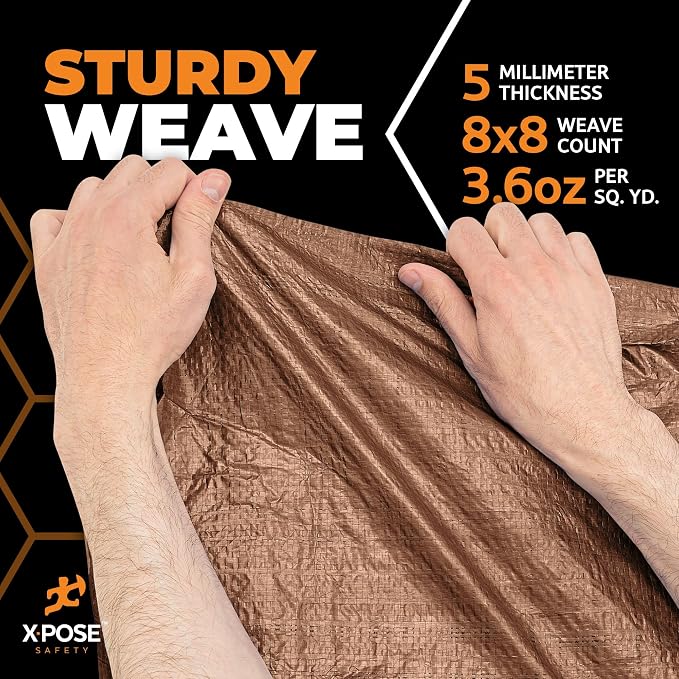 Multipurpose Protective Cover Brown Poly Tarp 16' x 20' - Image 5