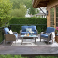 HOOOWOOO Patio Furniture Set, 4 Pieces Outdoor Conversation Set, All Weather by DesignforBetterLife