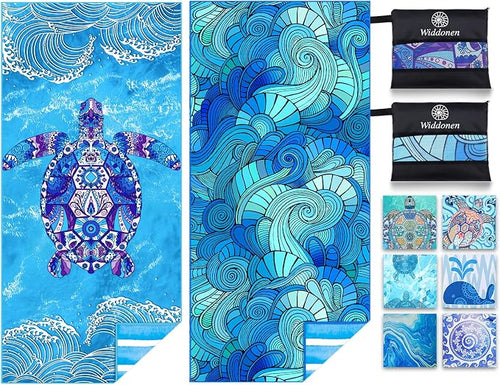 2 Pack Microfiber Lightweight Beach Towel Sand Free Quick Dry Absorbent Thin by WIDDONEN